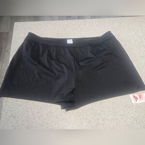 Lands End Quick Dry Modest Swim Shorts Womens 24W Plus Black Swimwear NWT